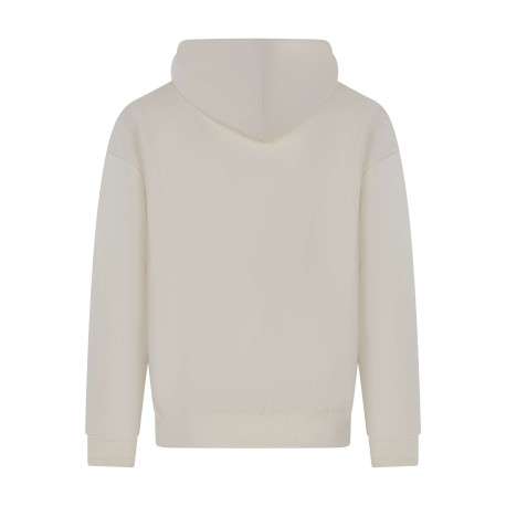 Sweat à capuche en coton écru uni à coupe droite avec le logo brodé - Image 2