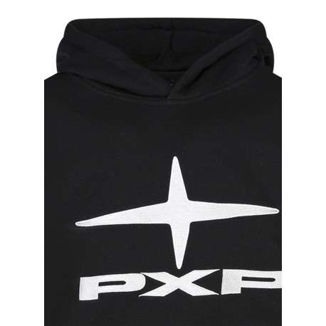 Sweat noir brodé col à capuche et élastiqué aux manches et à la taille - Image 3