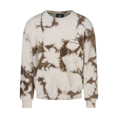 Pull beige à imprimé tie and dye avec une coupe ajustée et un col rond