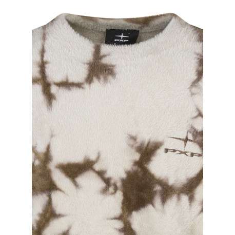 Pull beige à imprimé tie and dye avec une coupe ajustée et un col rond - Image 3
