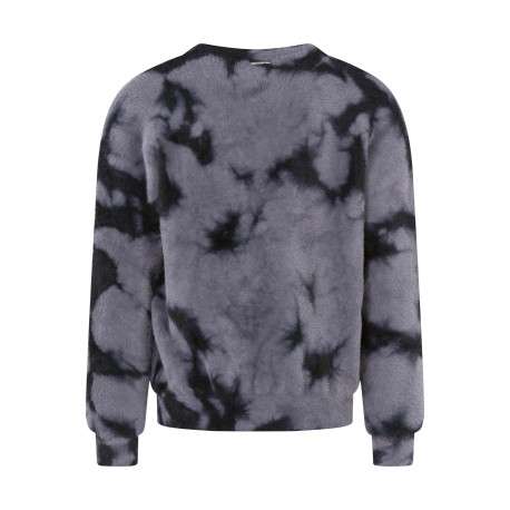 Pull gris brodé effet lainage avec un col rond et des manches longues - Image 4