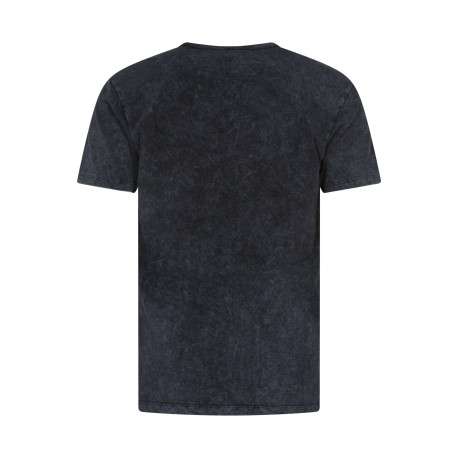 T-shirt en coton noir aspect vintage et imprimé à l'avant avec un col rond - Image 2