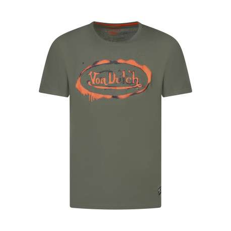 T-shirt en coton kaki avec le logo imprimé et une coupe droite