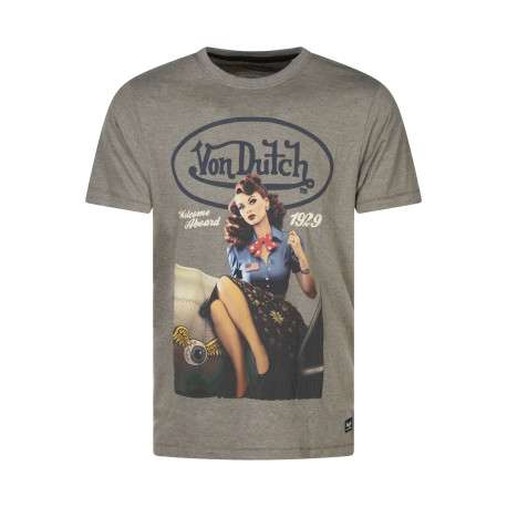 T-shirt kaki avec un imprimé pin-up à l'avant et une coupe droite - Image 3