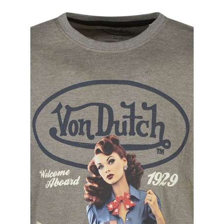 T-shirt kaki avec un imprimé pin-up à l'avant et une coupe droite - Image 5