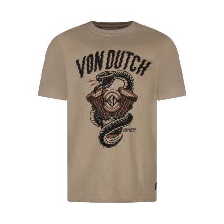 T-shirt beige avec un serpent imprimé à l'avant et à col rond