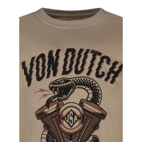 T-shirt beige avec un serpent imprimé à l'avant et à col rond - Image 3