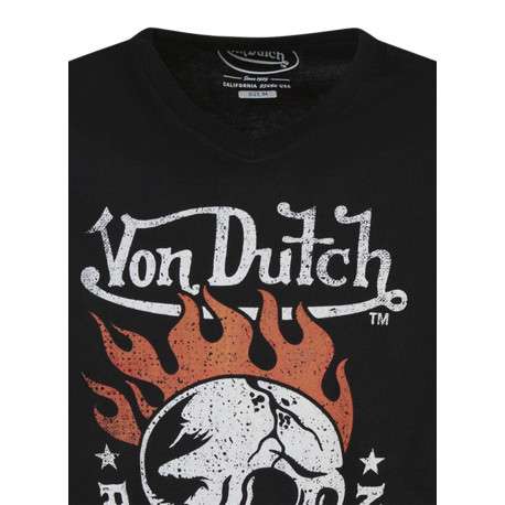 T-shirt en coton noir avec un imprimé tête de mort et un col v - Image 3