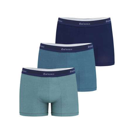 Lot de 3 boxers classiques en coton bleus unis avec le nom de la marque