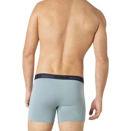 Lot de 3 boxers classiques en coton bleus unis avec le nom de la marque - Image 2