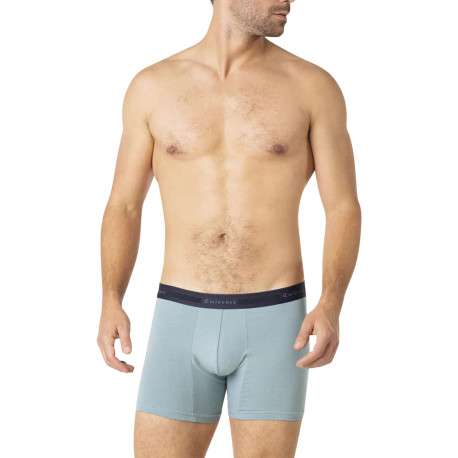 Lot de 3 boxers classiques en coton bleus unis avec le nom de la marque - Image 3