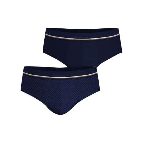 Lot de 2 slips en coton bleus marine avec un imprimé monogrammes