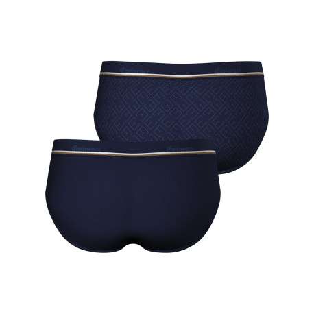Lot de 2 slips en coton bleus marine avec un imprimé monogrammes - Image 2