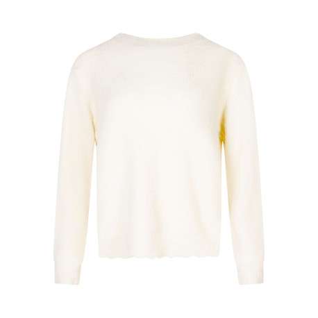 Pull rose uni col rond à manches longues avec des boutons dans le dos