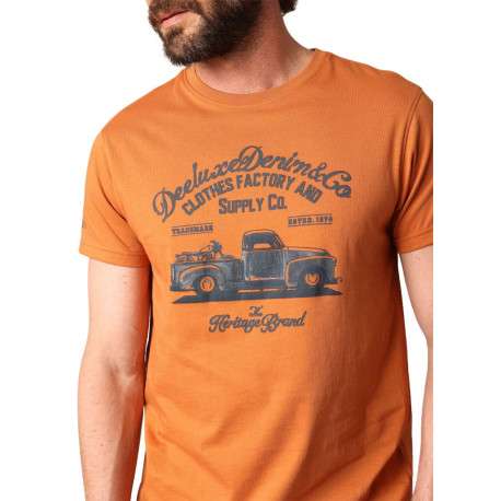T-shirt en coton ocre avec un col rond et des manches courtes - Image 2