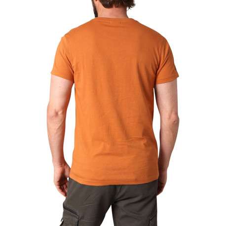 T-shirt en coton ocre avec un col rond et des manches courtes - Image 3