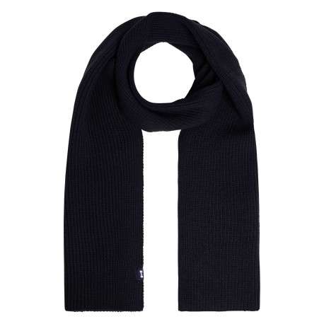 Echarpe marine en maille tricotée ornée du patch de la marque