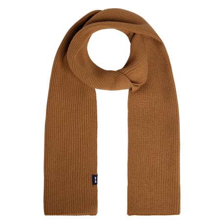 Echarpe beige en maille tricotée ornée du patch de la marque