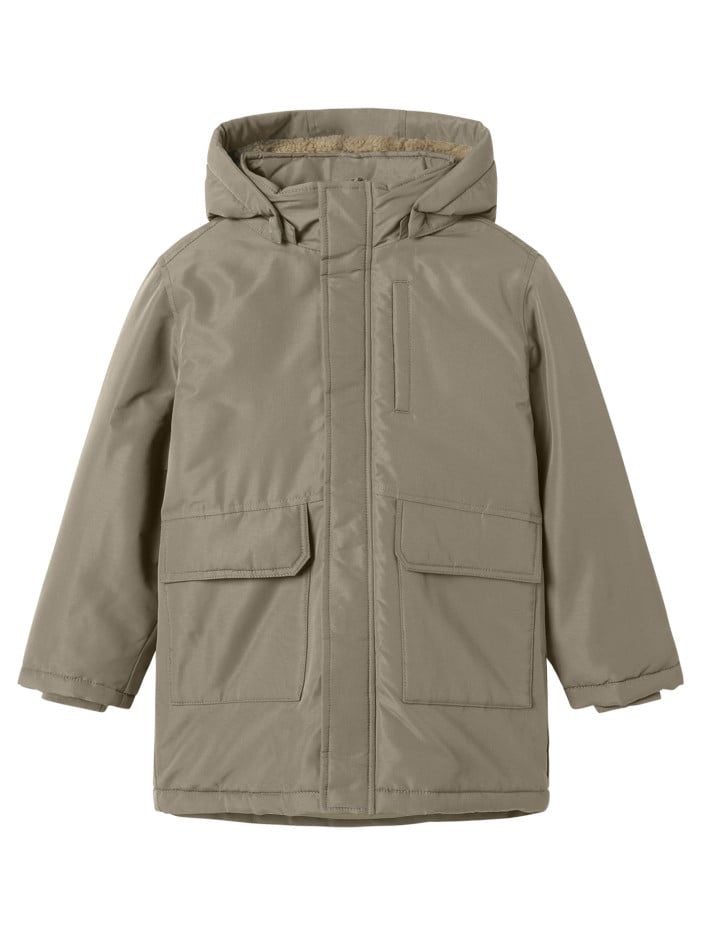 Parka beige unie pourvue...