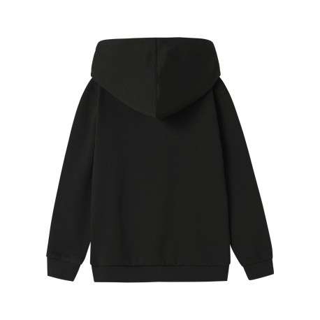 Sweat en coton mélangé noir pourvu d'un col à capuche et de manches longues - Image 2