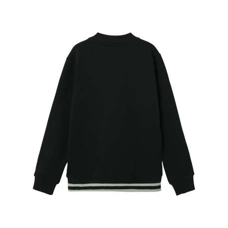 Sweat noir boutonné pourvu d'un col rond côtelé et de manches longues - Image 2