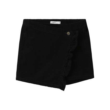 Short en velours côtelé en coton noir effet coupe portefeuille