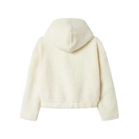 Sweat écru en maille sherpa pourvu d'un col à capuche et de manches longues - Image 2