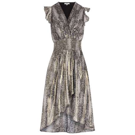 Robe longue bronze sans manches ornée d'un motif peau de serpent