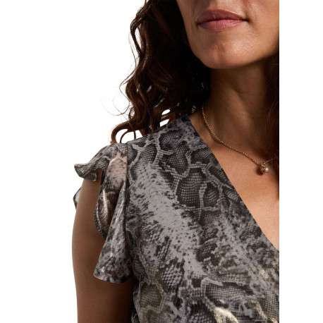 Robe longue bronze sans manches ornée d'un motif peau de serpent - Image 4