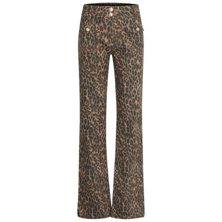 Pantalon Chino en coton à imprimé léopard avec passants pour la ceinture