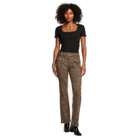 Pantalon Chino en coton à imprimé léopard avec passants pour la ceinture - Image 5