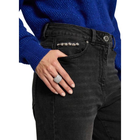 Jean en coton anthracite coupe droite pourvu de multiples poches - Image 4