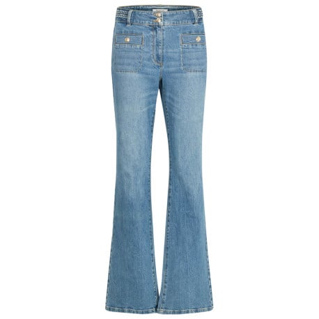 Jean en coton stone coupe bootcut pourvu de boutons dorés