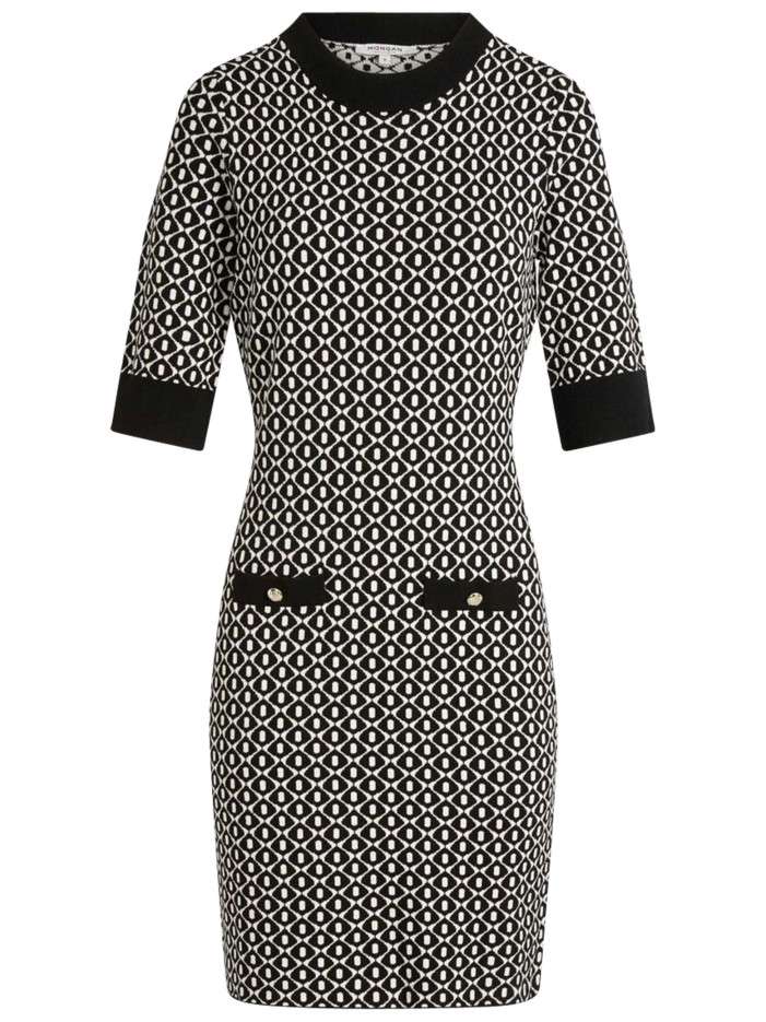 Robe blanche et noire col...