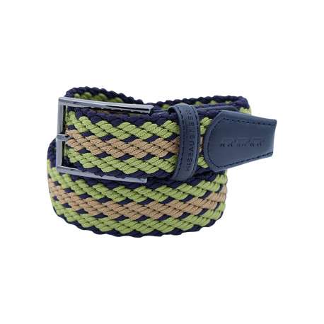 Ceinture kaki unie tressée avec une boucle de fermeture en argenté