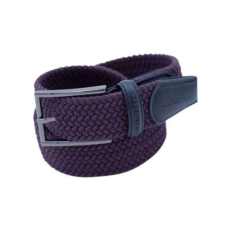 Ceinture bordeaux unie tressée avec une boucle de fermeture en argenté