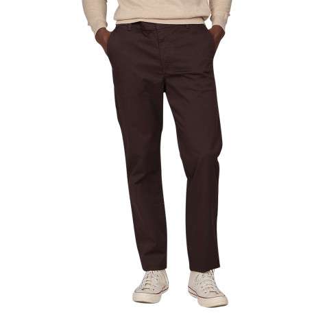 Pantalon chino en coton marron uni avec une coupe droite et logo iconique