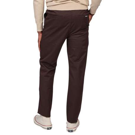 Pantalon chino en coton marron uni avec une coupe droite et logo iconique - Image 2