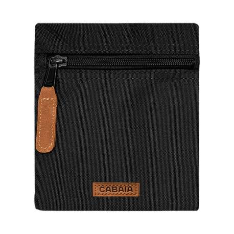 Pochette noire unie effet grainé pourvue d'une fermeture zippée