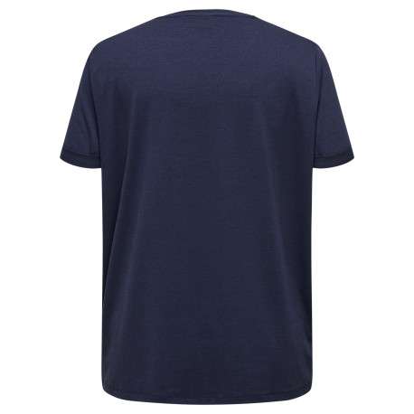 T-shirt marine uni pourvu d'un col rond et de manches courtes - Image 2