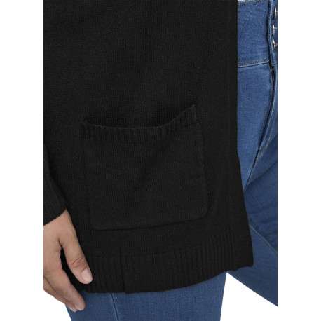 Gilet noir uni pourvu de manches longues et de poches à l'avant - Image 5