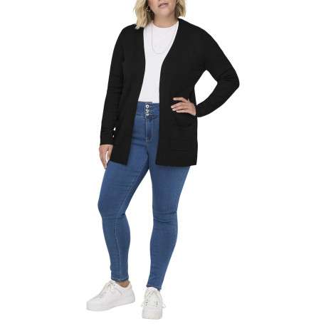 Gilet noir uni pourvu de manches longues et de poches à l'avant - Image 6