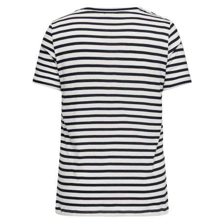 T-shirt en coton biologique blanc et marine orné d'un motif marinière - Image 2