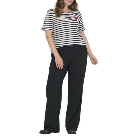 T-shirt en coton biologique blanc et marine orné d'un motif marinière - Image 6