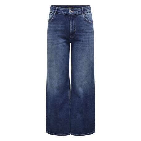 Jean en coton indigo coupe bootcut pourvu de passants pour la ceinture