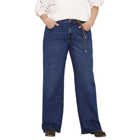 Jean en coton indigo coupe bootcut pourvu de passants pour la ceinture - Image 3