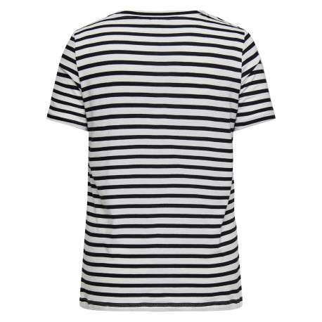 T-shirt en coton biologique blanc et marine orné d'un motif marinière - Image 2
