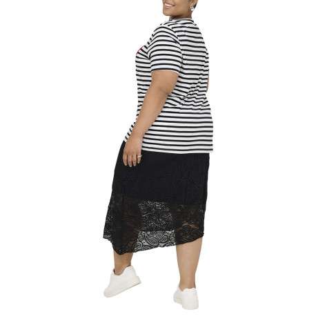 T-shirt en coton biologique blanc et marine orné d'un motif marinière - Image 4