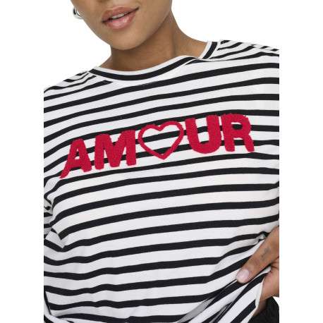 T-shirt en coton biologique blanc et marine orné d'un motif marinière - Image 5
