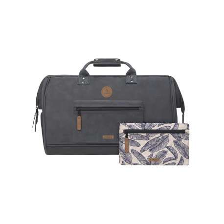 Sac gris uni pourvu de multiples rangements avec pochette incluse